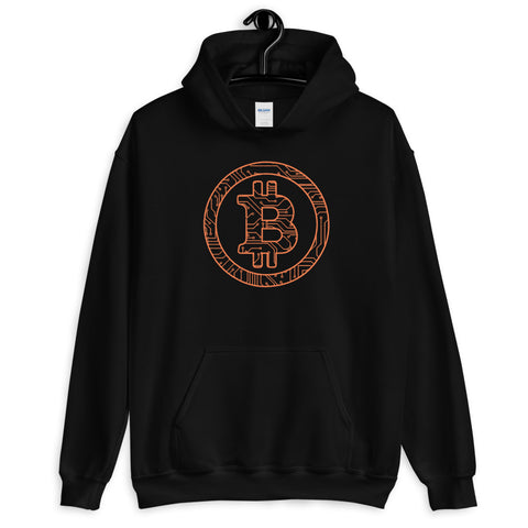 Distressed Stamped Silicon Chip Unisex Bitcoin Hoodie