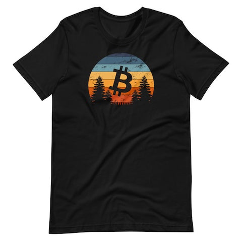 Black Bitcoin T Shirt With Sunrise