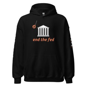 Black "End The Fed" Hoodie - Bitcoin Merchandise - Stack Sats - Tick Tock Next Block