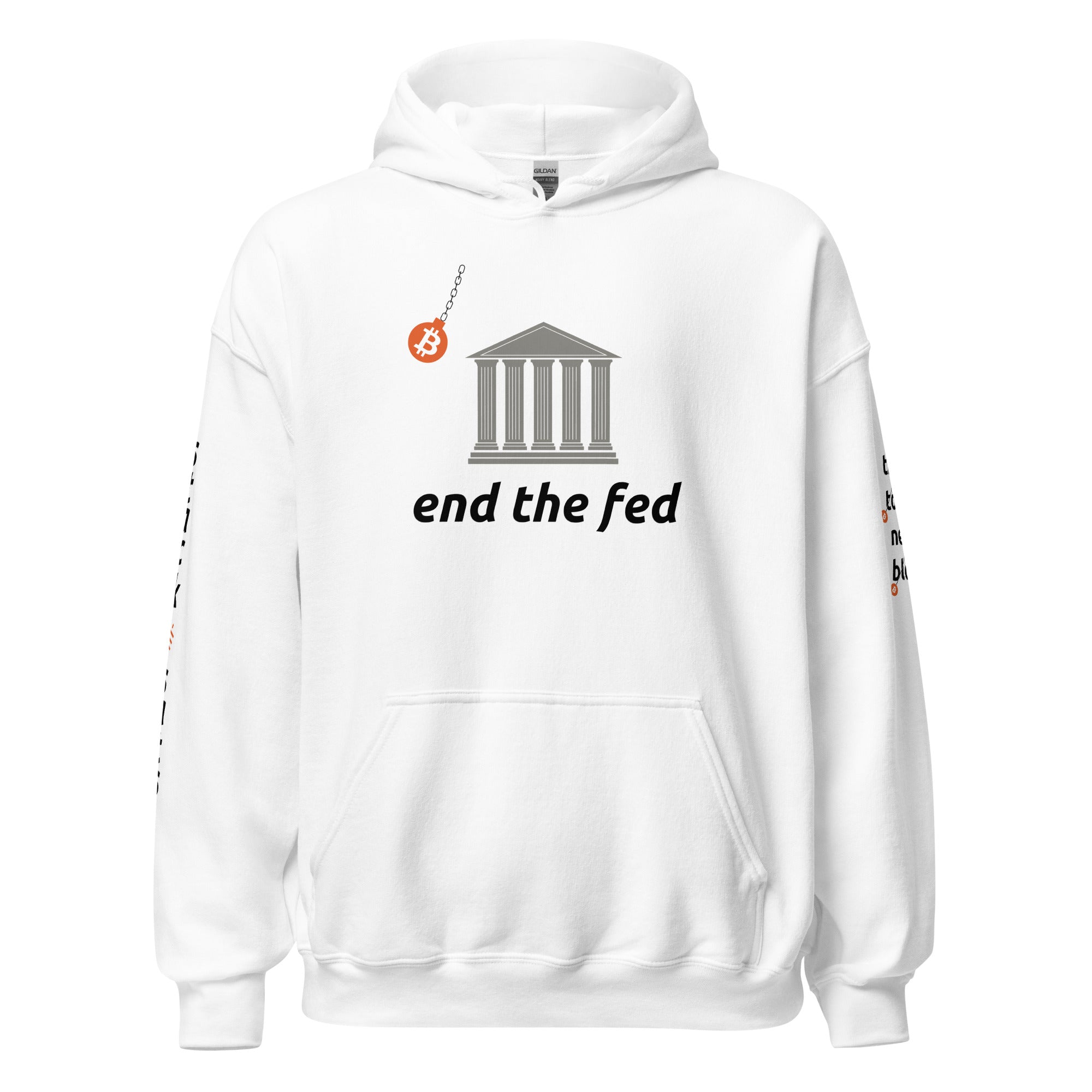 White End The Fed Hoodie - Bitcoin Merchandise - Stack Sats - Tick Tock Next Block