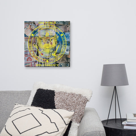 One World One Currency Bitcoin Canvas - Bitcoin Print