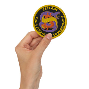 Financial Sovereignty Embroidered Patch - Bitcoin Patch - Embroidery