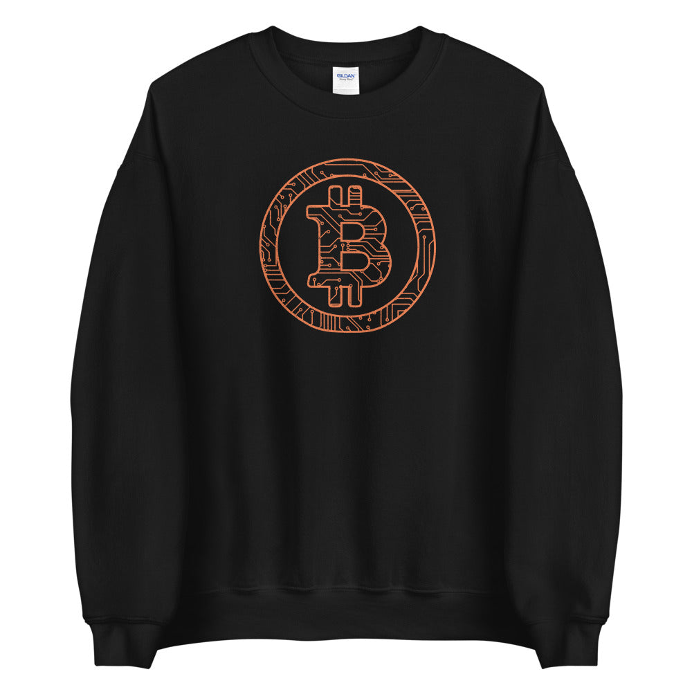 Distressed Stamped Silicon Chip Unisex Bitcoin Sweatshirt - Bitcoin Merch