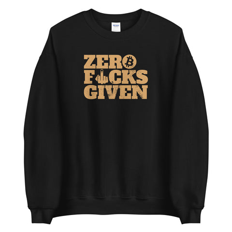Vintage Zero Fucks Given Unisex Bitcoin Sweatshirt - Distressed Design - Bitcoin Merch - Hodl BTC