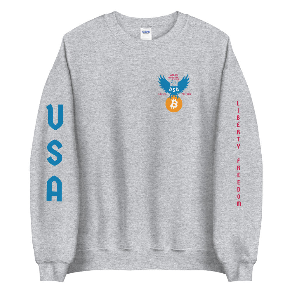 American Eagle Chest Badge Unisex Bitcoin Sweatshirt With Double Sleeve Prints - Bitcoin Merch - Hodl BTC