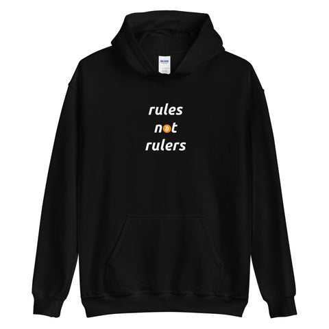 Rules Not Rulers Unisex Bitcoin Hoodie - Bitcoin Merch - Hodl BTC - Satoshi Nakamoto