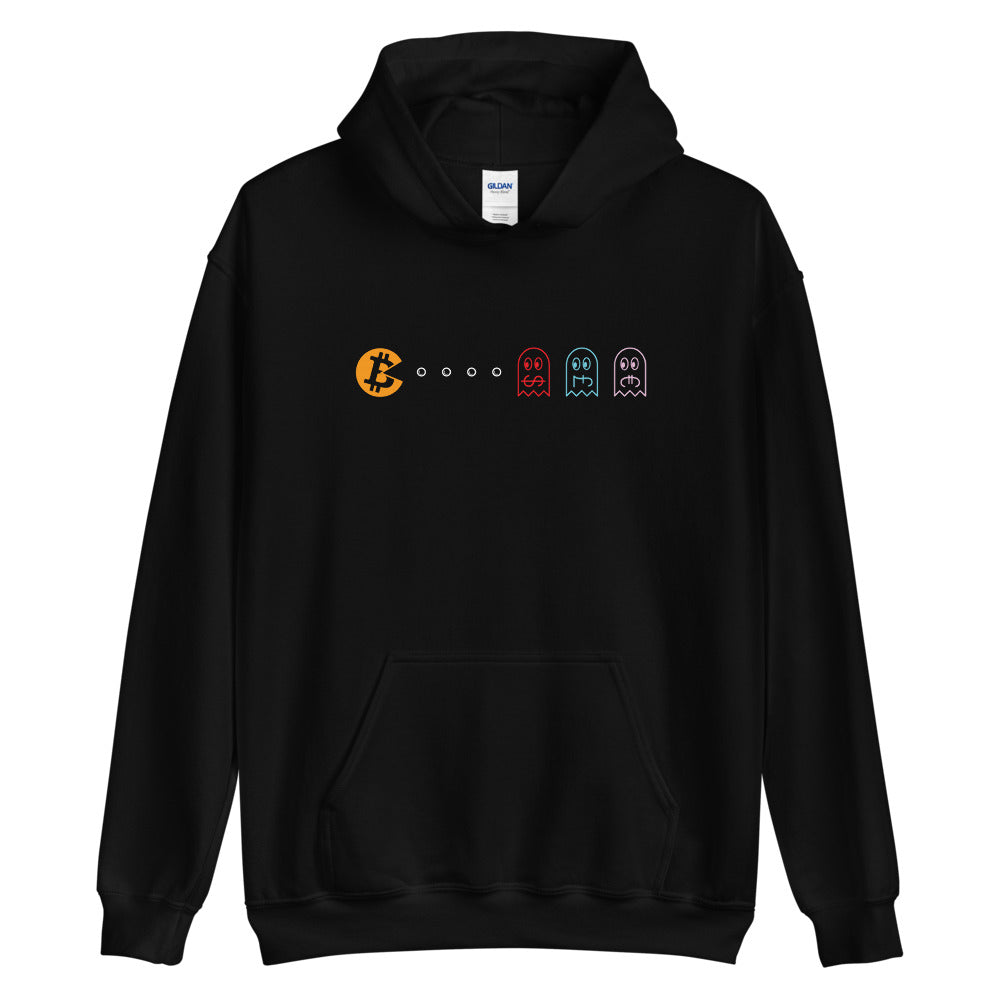 BTC Pac-Man Pullover Hoodie - Bitcoin Sweatshirt - Bitcoin Merch