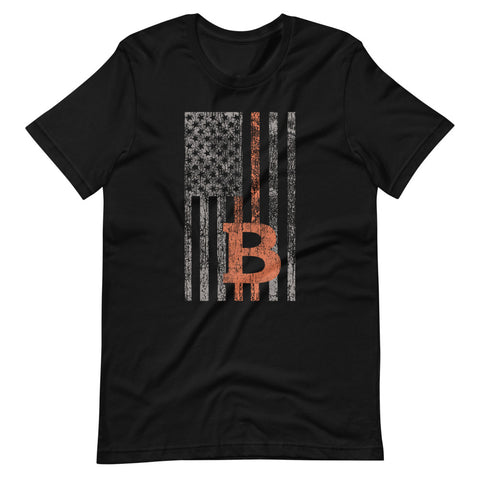 Vintage American Flag Patriot T-Shirt - Distressed American Flag Bitcoin BTC Crypto