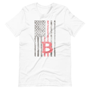 Ladies Pink Vintage American Flag Patriot T-Shirt - Bitcoin Clothing - Bitcoin Merch