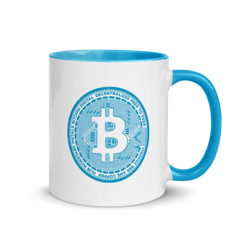 Bitcoin Mug - Baby Blue Bitcoin Casascius Coin Magic Mug - 11 oz. - Coffee Tea