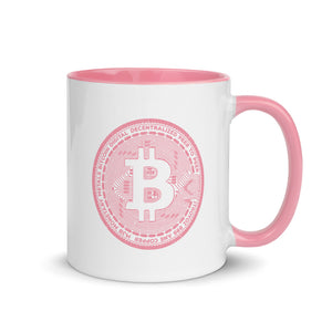 Bitcoin Mug - Light Pink Bitcoin Casascius Coin Magic Mug - 11 oz. - Coffee Tea