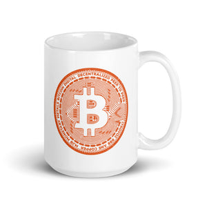 Bitcoin Casascius Coin White Glossy Mug - 15 oz. - Coffee Mug - Tea