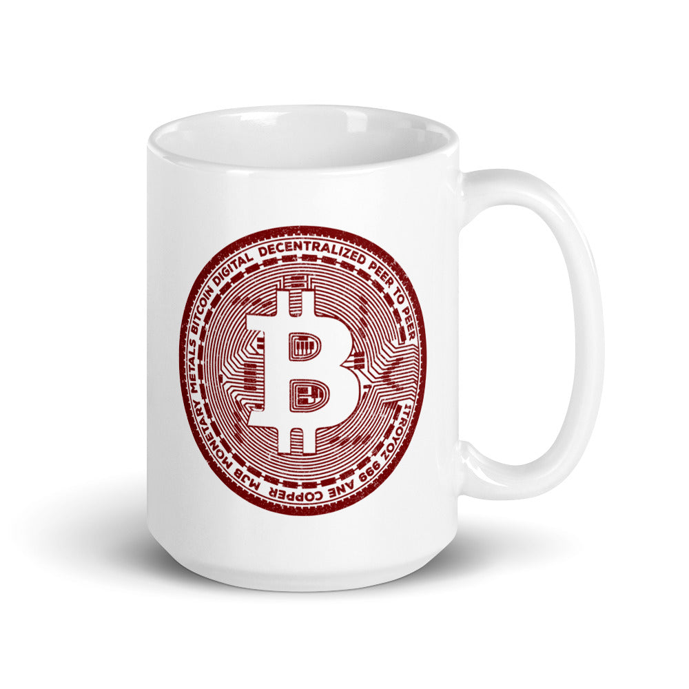 Classic Bitcoin Casascius Coin White Glossy Mug - 15oz.
