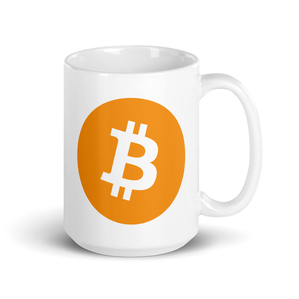 Bitcoin Classic White Glossy Mug - 15 oz. - Coffee Mug - Tea